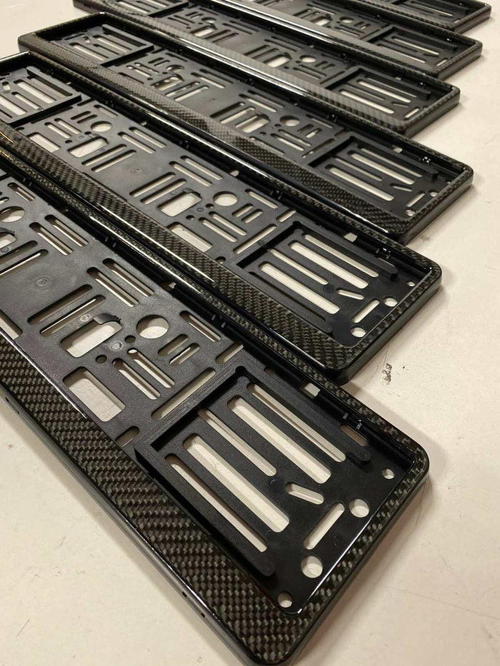 Premium German License Plate Frame Evolution 3 - Black Euro Style With Shock Absorbers